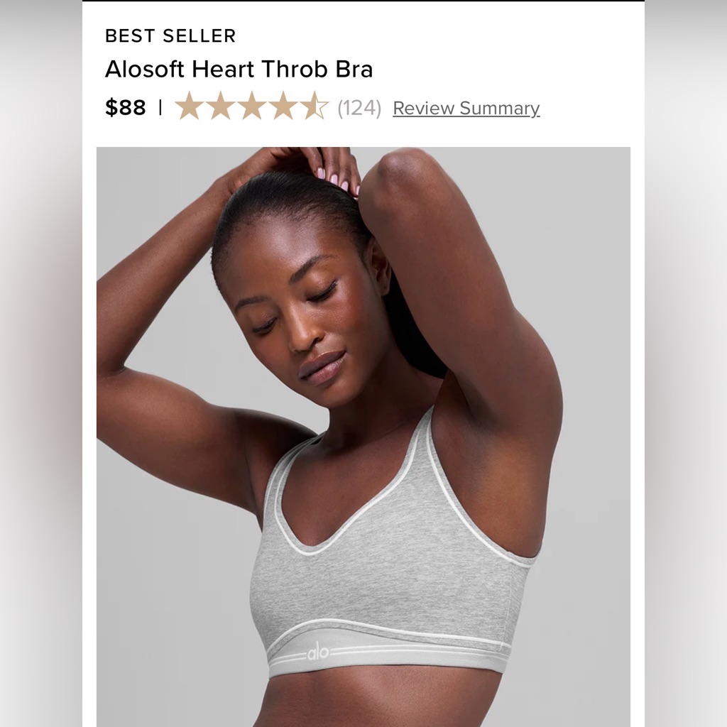 Alo Yoga Light Gray Alosoft Heart Throb Bralette